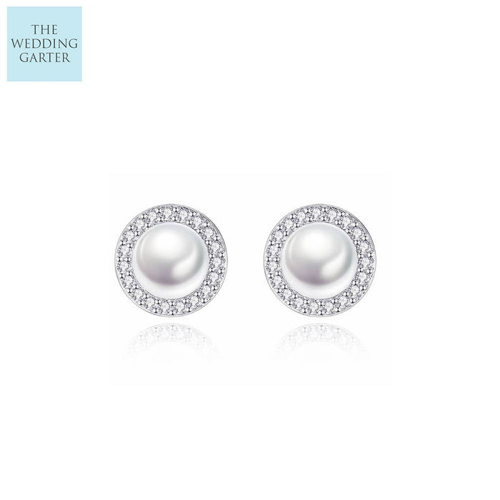 Dainty Real Pearl & Sterling Silver Stud Earrings - The Wedding Garter