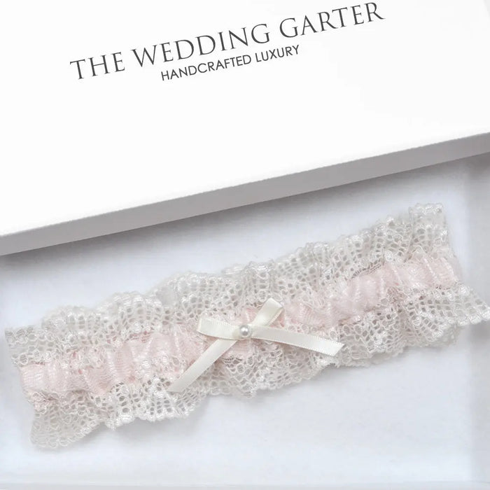 Dela Pink & Nude Lace Wedding Garter Vintage Style - The Wedding Garter