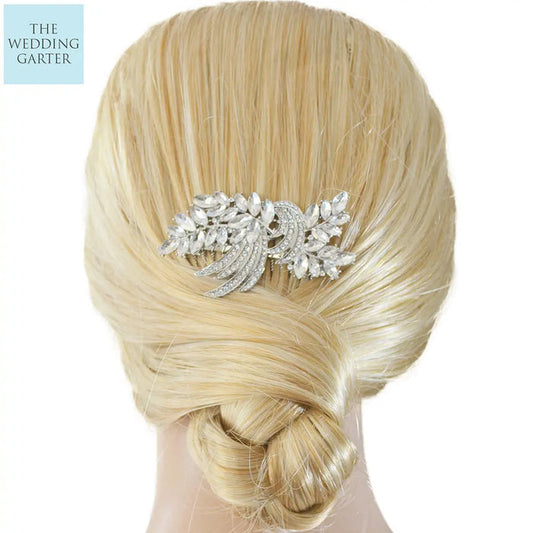 Delicate Austrian Crystal Silver Bridal Headpiece Online - The Wedding Garter
