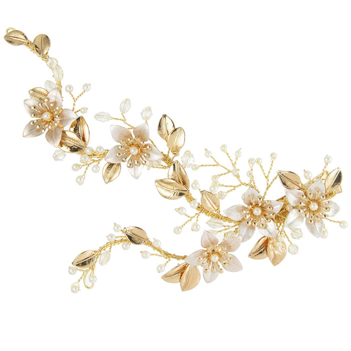 Delicate Blush & Gold Hair Vine Clip - The Wedding Garter
