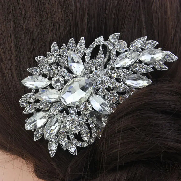 Delicate Crystal Rhinestone Silver Bridal Headpiece - The Wedding Garter