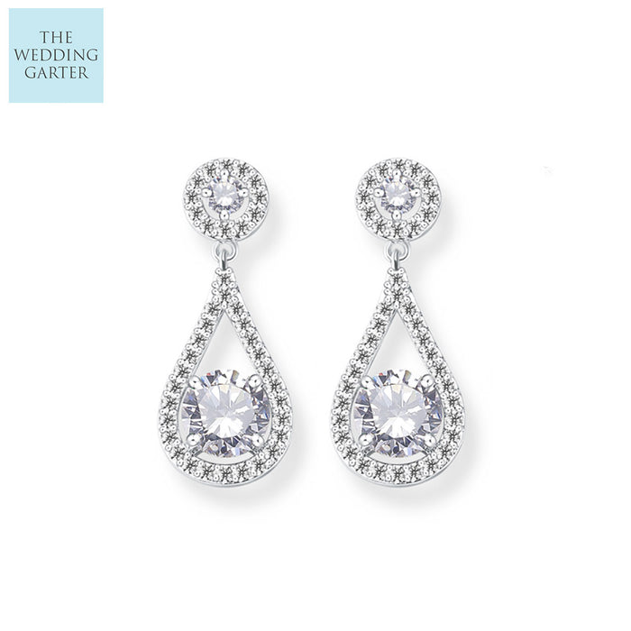 Delicate Cubic Zirconia Diamond Drop Bridesmaid Earrings - The Wedding Garter