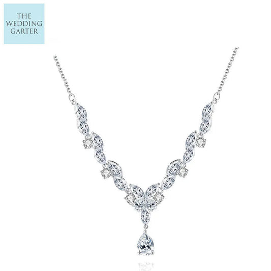 Delicate Cubic Zirconia Diamond Wedding Necklace - The Wedding Garter