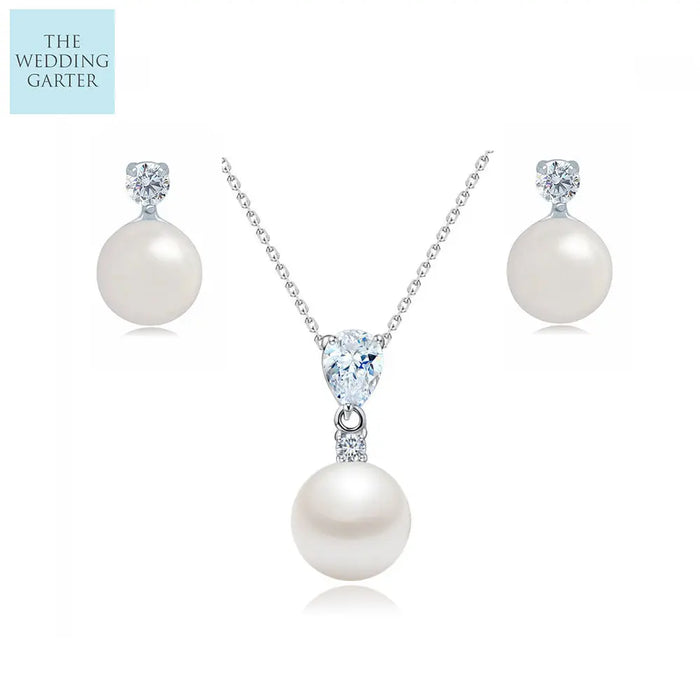 diamond and pearl bridal jewellery set
