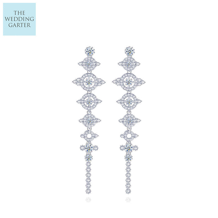 silver crystal dangle earrings
