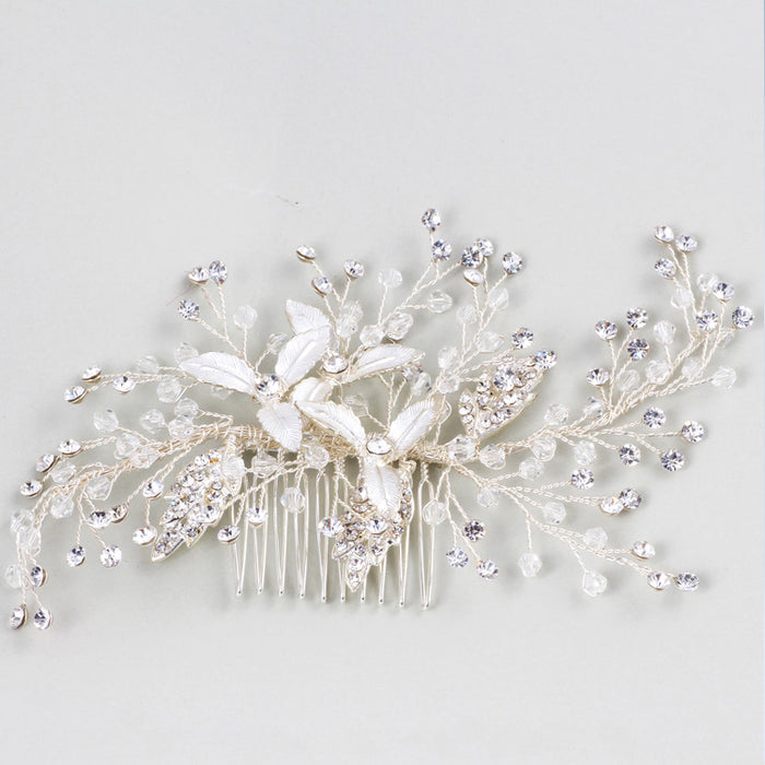 Delicate Floral Crystal Silver Headpiece Comb - The Wedding Garter