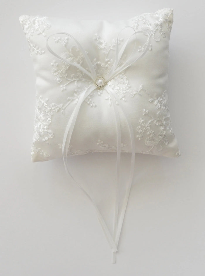 Delicate Ivory Lace & Satin Ring Bearer Pillow - The Wedding Garter