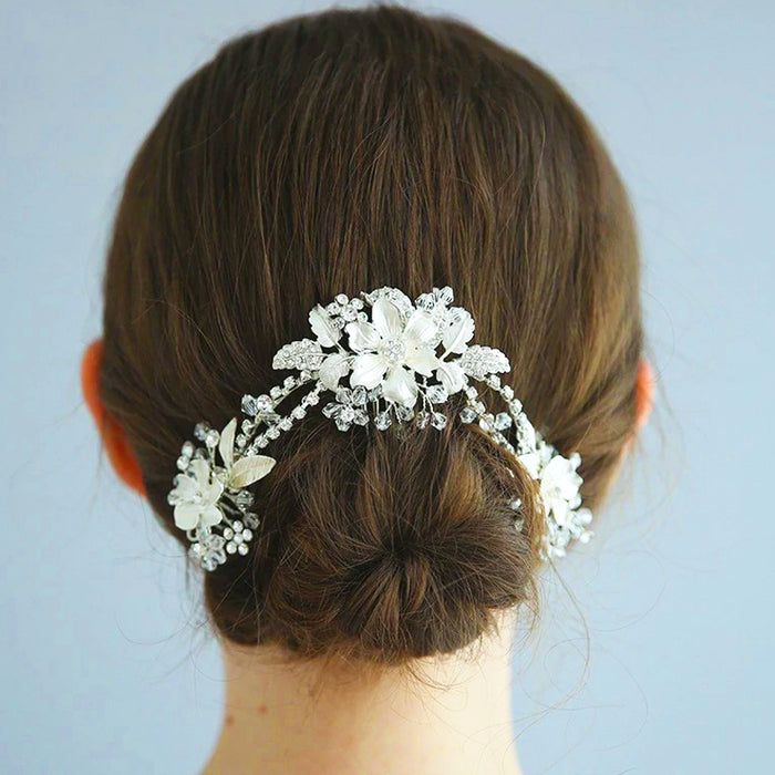 silver wedding headpiece