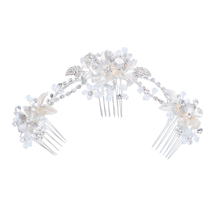 Delicate Ivory & Silver Bridal Hair Piece - The Wedding Garter