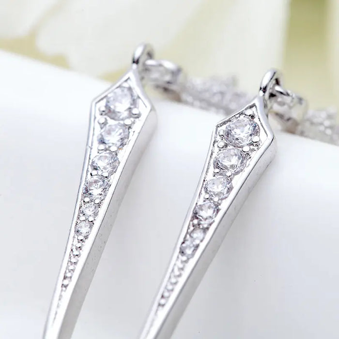 Delicate Long Drop Pearl & CZ Earrings For Wedding - The Wedding Garter
