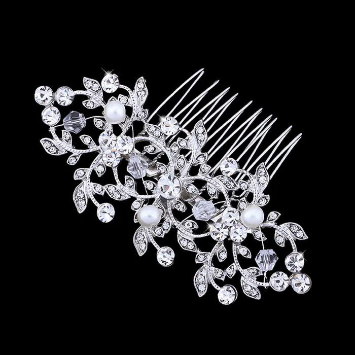 Delicate Pearl & Crystal Wedding Headpiece Comb - The Wedding Garter