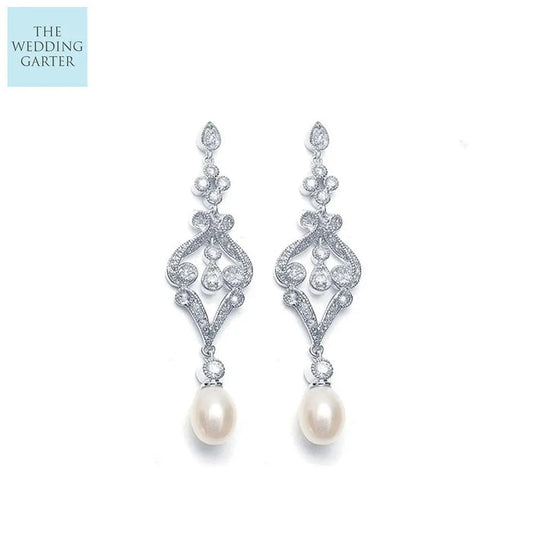 pearl chandelier bridal earrings