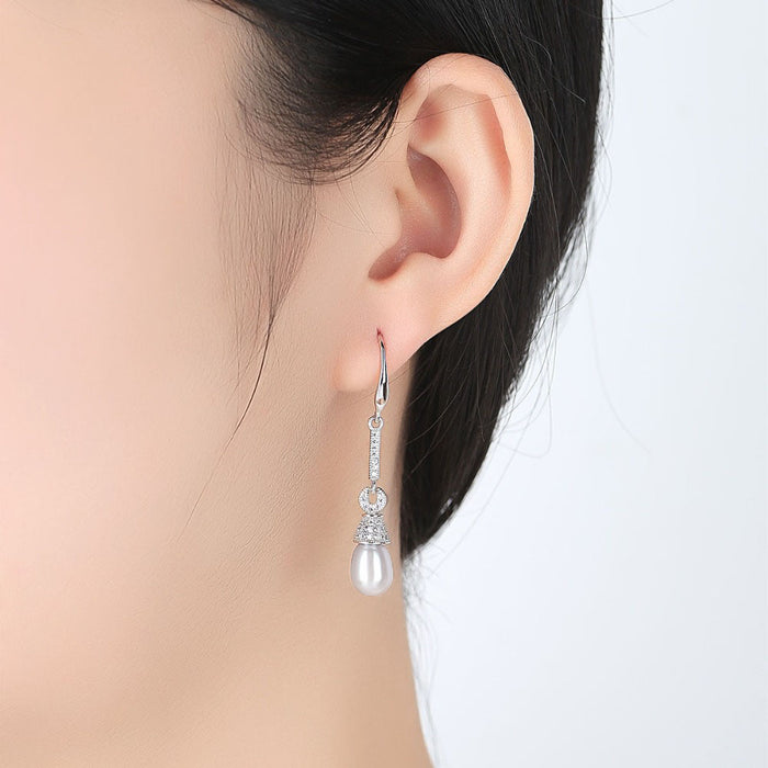 Delicate Real Freshwater Pearl Drop Wedding Earrings - The Wedding Garter