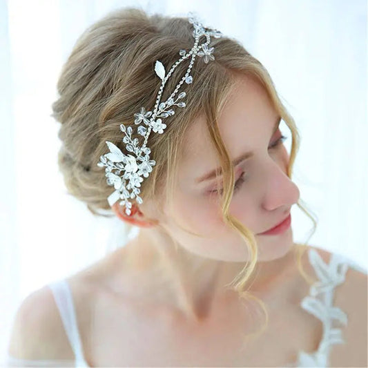 silver bridal hair vine