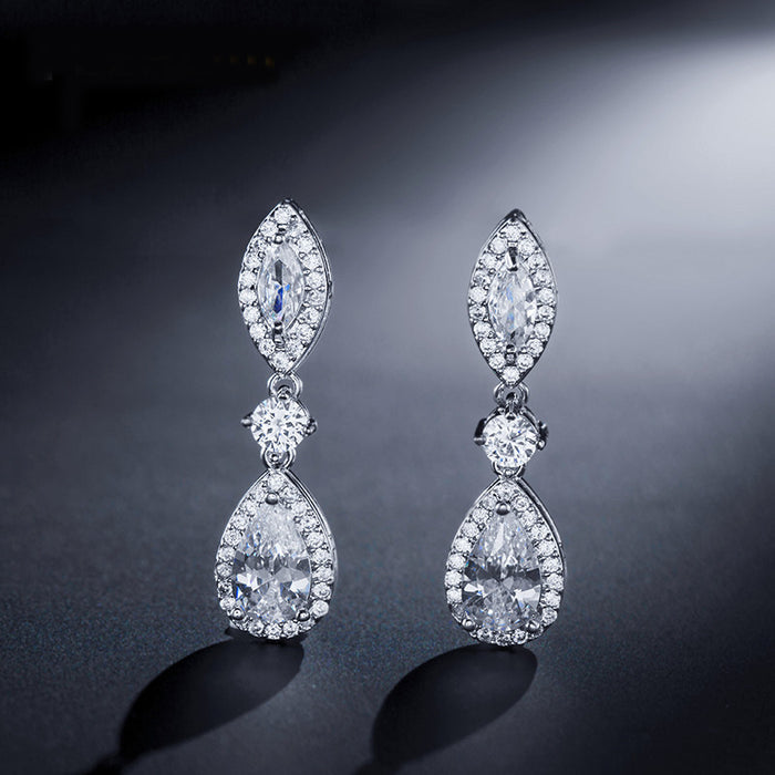 Delicate Silver Cubic Zirconia Small Dropper Earrings - The Wedding Garter