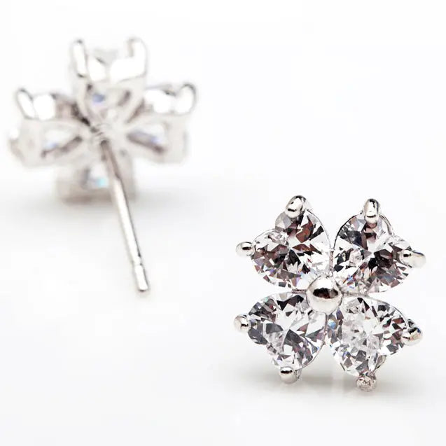 Delicate Tiffany Style CZ Diamond Stud Bridal Earrings - The Wedding Garter