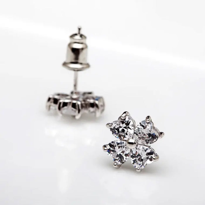 Delicate Tiffany Style CZ Diamond Stud Bridal Earrings - The Wedding Garter