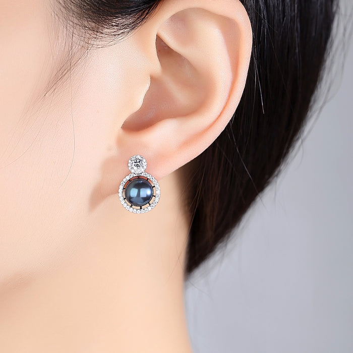 Devine Black Freshwater Pearl Stud Earrings For Brides - The Wedding Garter