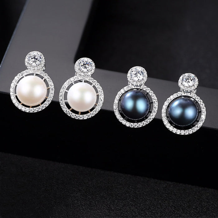 Devine Black Freshwater Pearl Stud Earrings For Brides - The Wedding Garter
