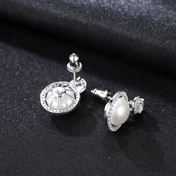 Devine Black Freshwater Pearl Stud Earrings For Brides - The Wedding Garter