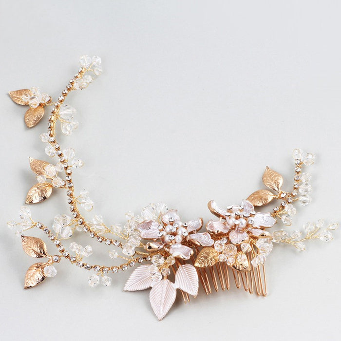 Devine Handmade Gold Hair Vine Bridal Headpiece - The Wedding Garter