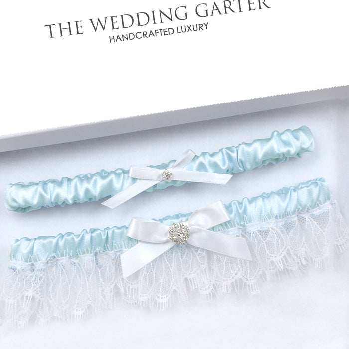 duck egg blue wedding garter