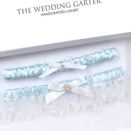 duck egg blue wedding garter