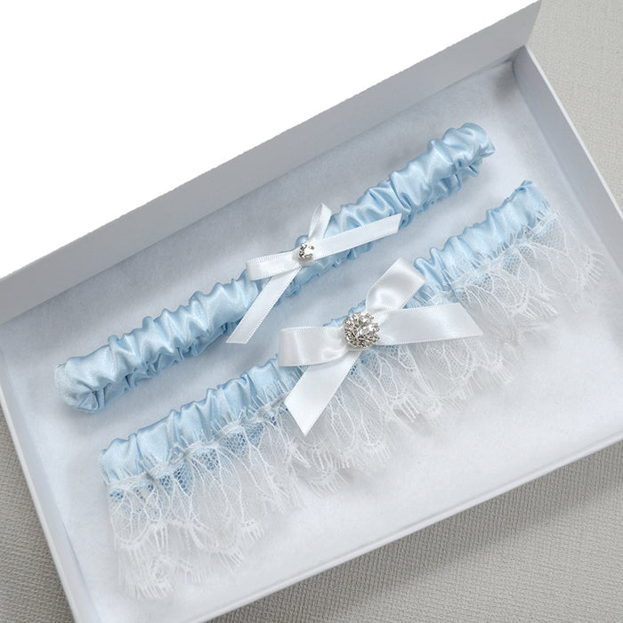 blue bridal garters
