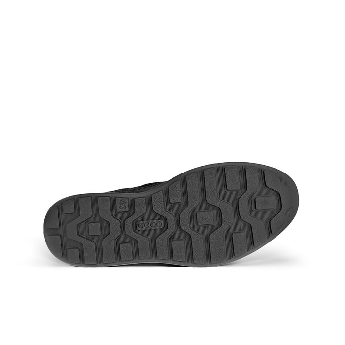 Black sneaker outsole with rugged tread and ECCO logo mark