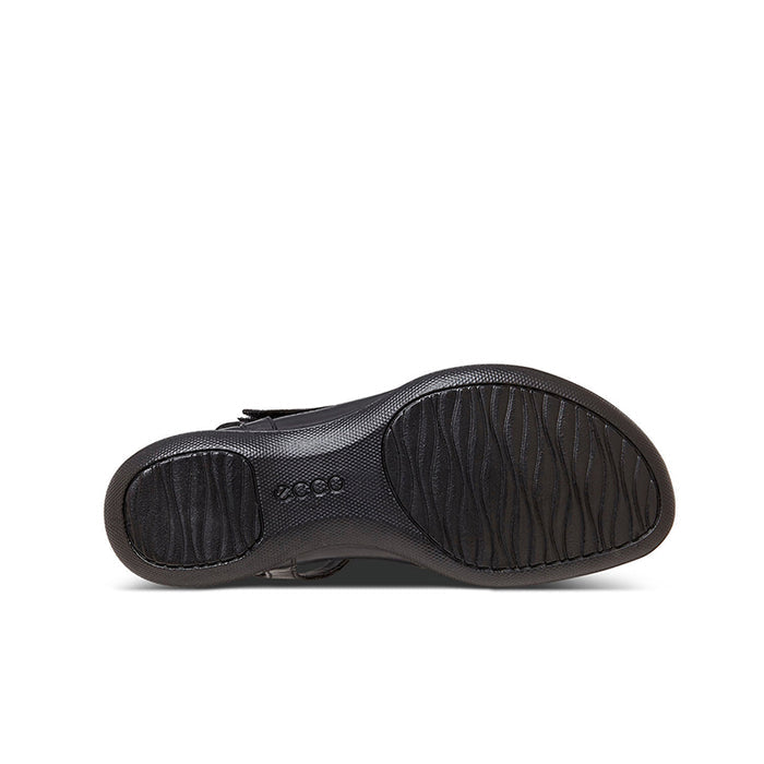 Black sandal outsole with textured tread and ECCO logo