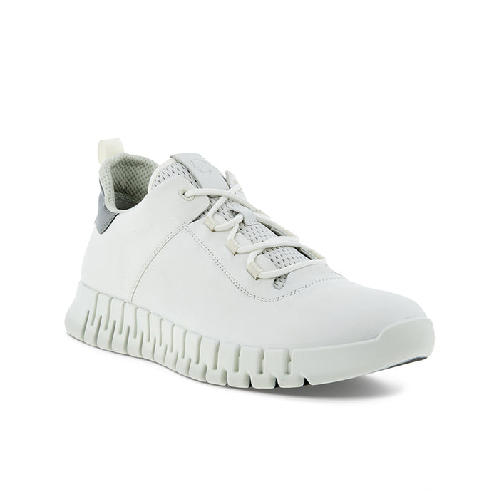 Men's white lace-up sneakers with textured upper and chunky rubber sole