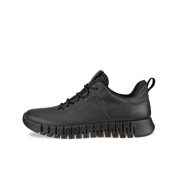 Men's black lace-up sneakers with chunky treaded sole