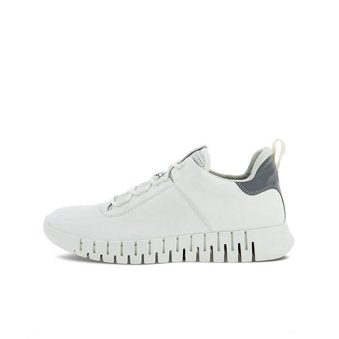 Men's white lace-up sneakers with chunky treaded sole