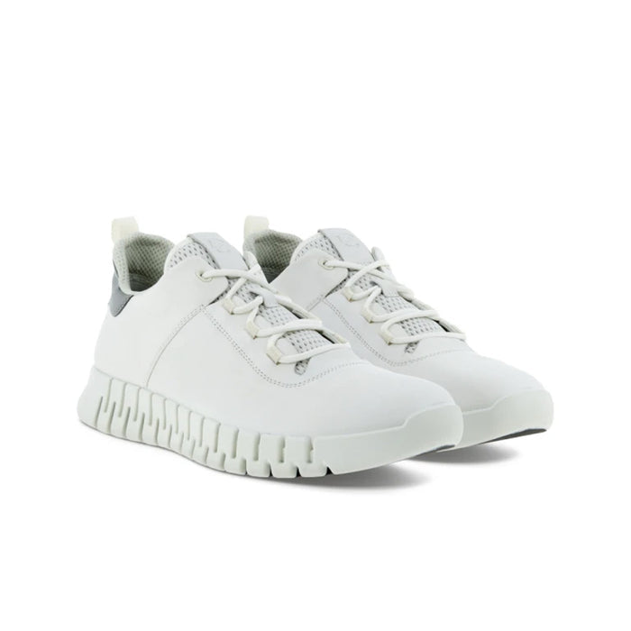 Pair of men's white lace-up sneakers with chunky rubber sole