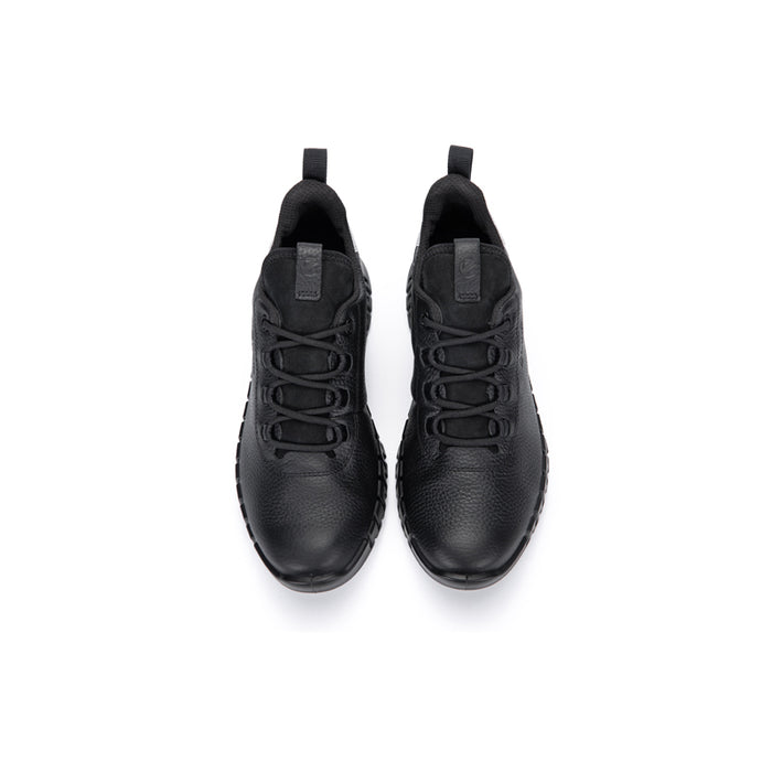 Black women's lace-up sneakers viewed from above with padded collars