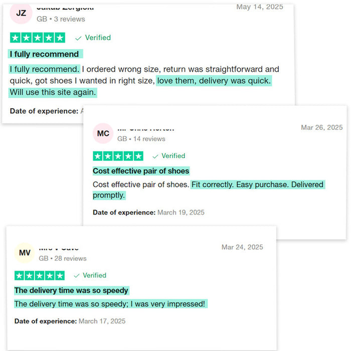 Customer review screenshot collage with verified purchase ratings for women's boots