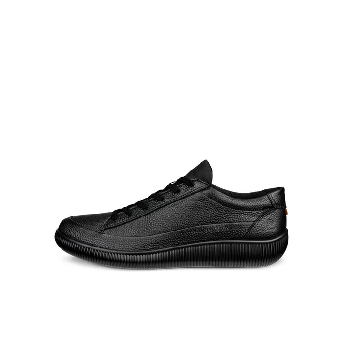 Men's black lace-up sneakers with rounded toe and cushioned collar