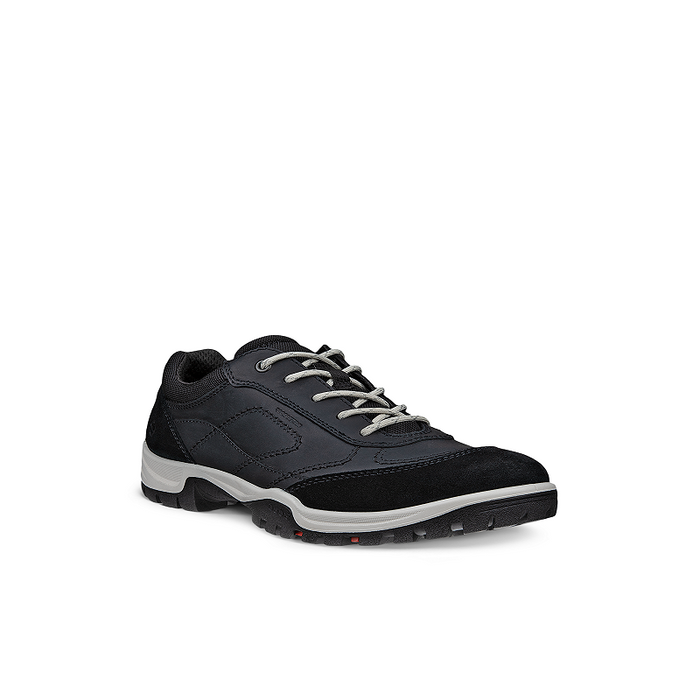 Black lace-up women's sneakers with textured outsole and cushioned midsole