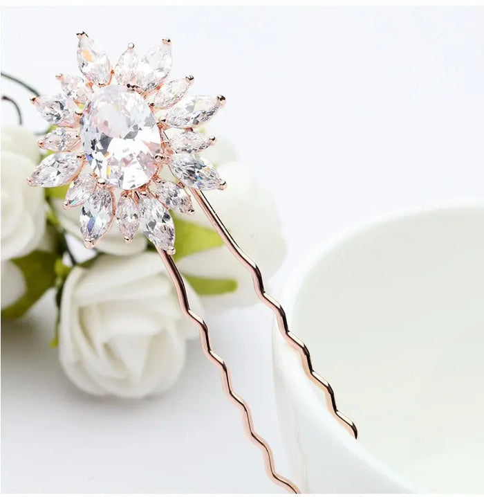 Elegant CZ Diamond Silver Wedding Hair Pin Accessory - The Wedding Garter