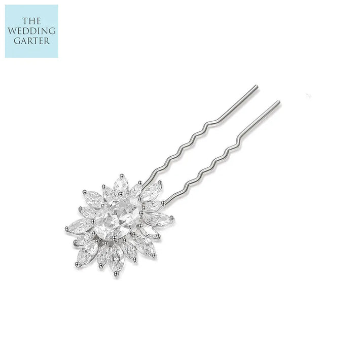 rhinestone silver bridal hair pin