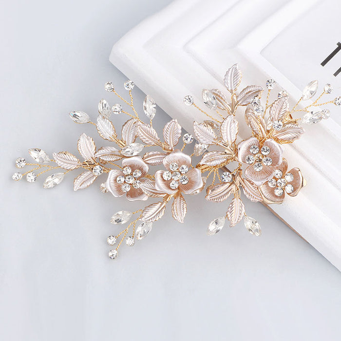 Exquisite Blush & Gold Rhinestone Wedding Hair Piece - The Wedding Garter