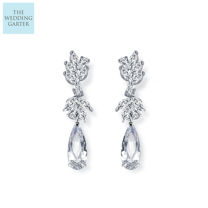floral cz bridal earrings