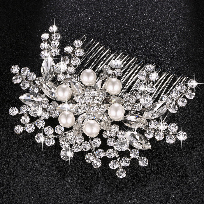 Exqusite Pearl & Crystal Bridal Headpiece Comb - The Wedding Garter