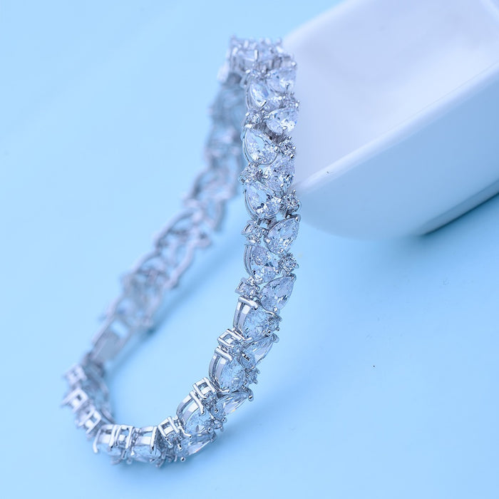 Fancy Cubic Zirconia Pear Shape Cluster Bracelet - The Wedding Garter