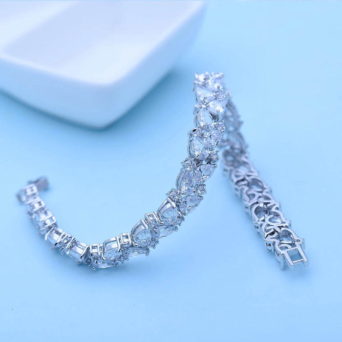 Fancy Cubic Zirconia Pear Shape Cluster Bracelet - The Wedding Garter