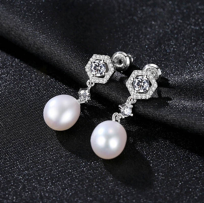 Fancy Real Pearl & CZ Diamond Sterling Silver Droppers - The Wedding Garter