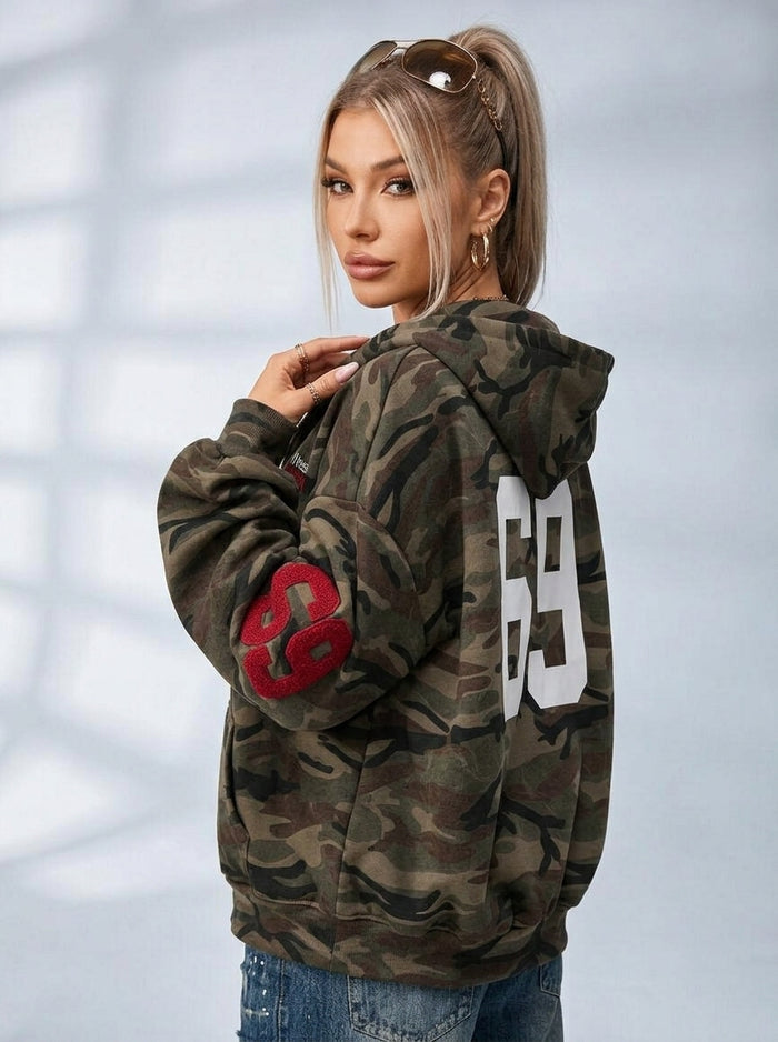 Feamle Pocket Camouflage Hoodie