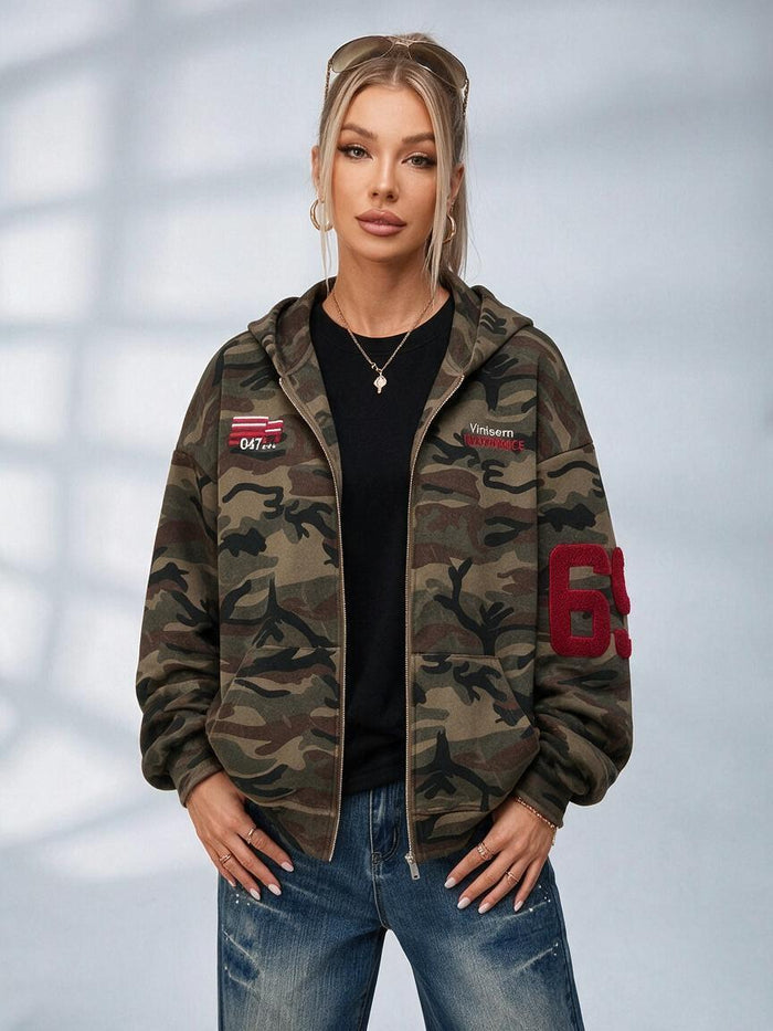 Feamle Pocket Camouflage Hoodie