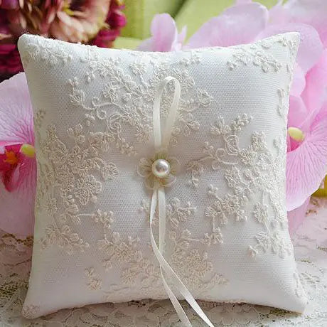 Felicity Luxury Embroidered Lace Ring Pillow For Brides - The Wedding Garter
