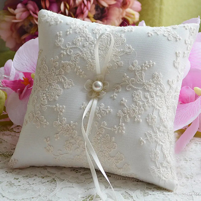 Felicity Luxury Embroidered Lace Ring Pillow For Brides - The Wedding Garter